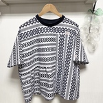 【和の一枚】浴衣リメイク涼ブラウス＊白×紺　＃7