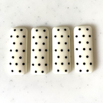 White Black Dot Rectangle Cabochons