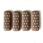 Brown White Dot Rectangle Cabochons