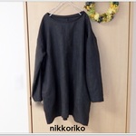 布帛Tシャツ　チュニック　リネンチャコール