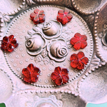 【2コセット】#czech beads#チェコビーズ　5 petals flower 17㍉　garnet red