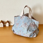 ＊ぽてっとタックbag  Mサイズ リバーシブル＊お散歩トート ビオラ サックス×ピーチベージュ