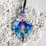 刺繍バッグチャーム　天の川ワンピースのうさぎ