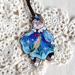 刺繍バッグチャーム　天の川ワンピースの猫