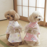 【犬服ゆかた】小型犬浴衣 ロング犬服浴衣 中型犬浴衣ピンクとしろうさぎ柄浴衣