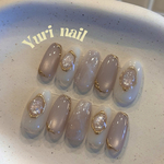 🦢 マグネット ニュアンスストーン ネイルチップ 🫖˖ ࣪⊹ ウェディング 結婚式 ブライダル ゴールド ホワイト ベージュ 大理石 カメオ 透明感 