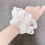 白 天使の羽×ハートパールレースお袖留め　メイド