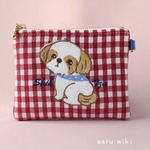色が選べるくるりんしっぽのシーズーミニぺたポーチ　maru_miki_
