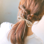 【送料無料】スエードリボンのヘアゴム（ベージュ)