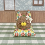 ふわふわお顔ストラップ＊茶色と花柄ののネコさん