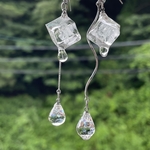【再販】溶ける氷のピアス　サージカルステンレス　イヤリング変更可能　水滴　レジンアート