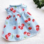 【r様専用】ブルー🍒さくらんぼのワンピース/リップル