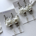 【 pierce / earring 】 とろける ピンク ブラウン ドライフラワー ホワイト オーロラ ビーズ