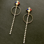Le Paris トリコロールイヤリング/ピアス［フランス国旗　赤　青　レッド　ブルー　クリアビジュー　ゴールド　揺れる　宝塚　ルグランエスカリエ　宙　組］