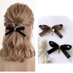ベロアリボンのヘアカフス  ／ヘアアクセサリー  ポニーフック ベルベットリボン