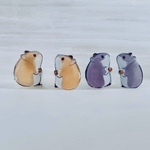 ハムスターイヤリングプラ板 動物 アニマル 小振り 小ぶり 軽い 軽量 透明 可愛い 茶色ブラウン　グレー黒