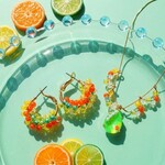 ​【セットでお得☆】夏の太陽とシトラスのビタミンカラーピアス＆ネックレス　カラフル
