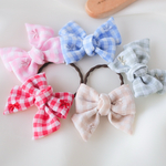 【🪽エアリーツインリボン🪽】やわらかく軽やか♡ギンガムチェック柄🎀　こどものヘアゴム　キッズ　子供　ヘアアクセサリー　