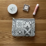 mina perhonen  forest tile  コスメポーチ  ミナペルホネン の刺繍生地　ベージュ
