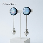 pale blue✳︎silver ball／ダングル イヤリング／クリップタイプ