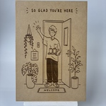 木製ウェルカムボード｜So Glad You're Here ナチュラル玄関インテリア A4サイズ |玄関を優しく彩る Welcome 木製インテリアボード｜新築祝い・引っ越し祝い