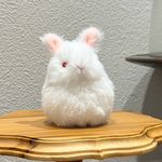 受注生産　おもちみたいなふわふわうさぎさん　ぬいぐるみ　　たちみみ　ルビーアイドホワイト
