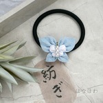 【送料無料】つまみ細工 ヘアゴム 蝶🌼水色　