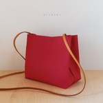 帆布11号ショルダーバッグmini レッド(紐皮)
