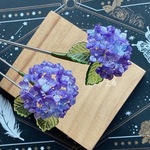 紫陽花のかんざし　星空のグラデーション紫色