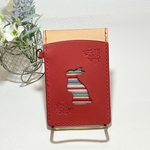 絽刺しうさぎのICカードケース（RED）