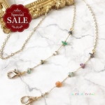 [メガネチェーン、マスクチェーン］ 半額SALE‼︎  2way マルチカラー天然石のマスクチェーン