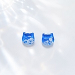 空色ねこピアス｜青空 雲 猫 イヤリング変更可