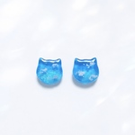 空色ねこピアス2｜青空 雲 猫 イヤリング変更可