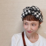【ギンガムチェック】ワイヤーターバン　ヘアバンド