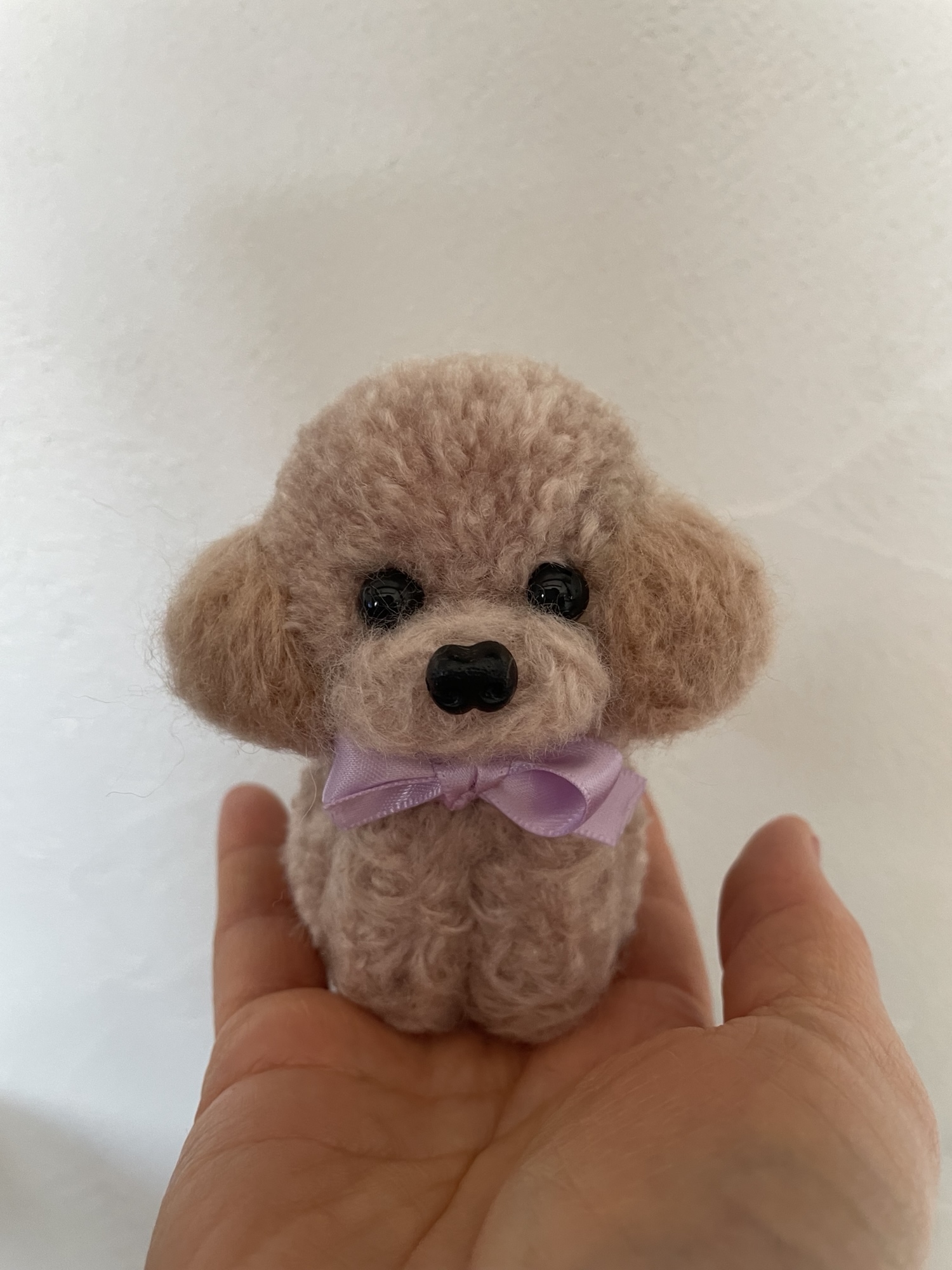 送料込み毛糸ぽんぽんトイプードルベージュピンクベージュラベンダー