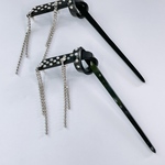 【ビジューピアス付き】 変型 穴2箇所 アクリルかんざし素材｜ハンドメイド・つまみ細工に
