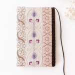 ブックカバー　　インドリボン刺繍｜新書・A6・四六判対応｜厚み調節可能　　手帳カバー　　母子手帳カバー