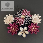 つまみ細工ダリア髪飾り✴︎ボルドー×ネイビー×クリーム