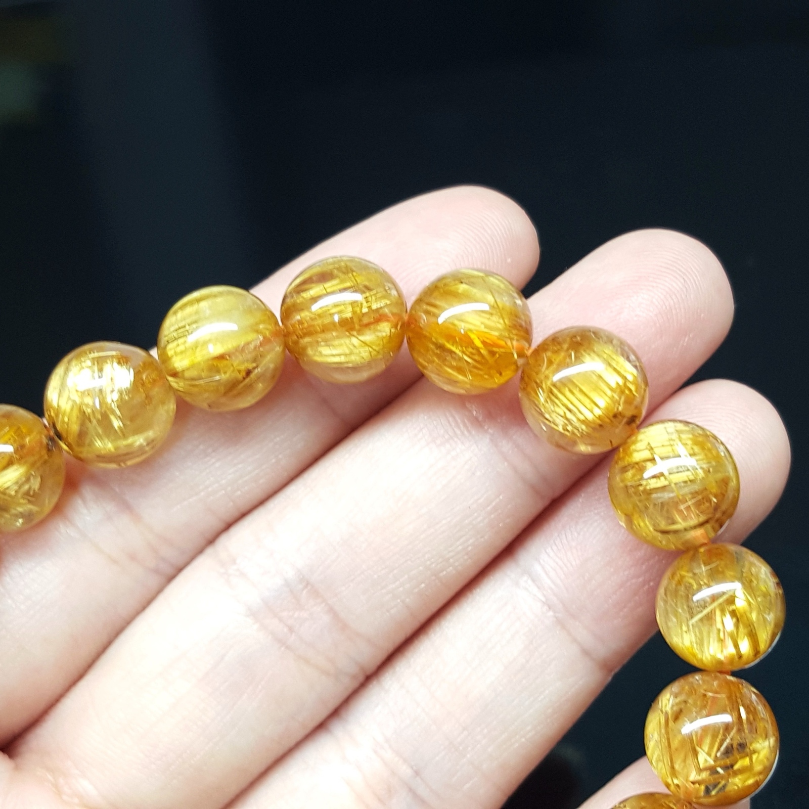限定1点】極上の黄金発色／プレミアム タイタンルチルクォーツ約10mm