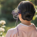 かんざし「想い舞うは」（アイボリー×淡紫×濃紫）