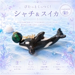 ぴたっとくっつく！スイカとシャチの立体キーホルダー