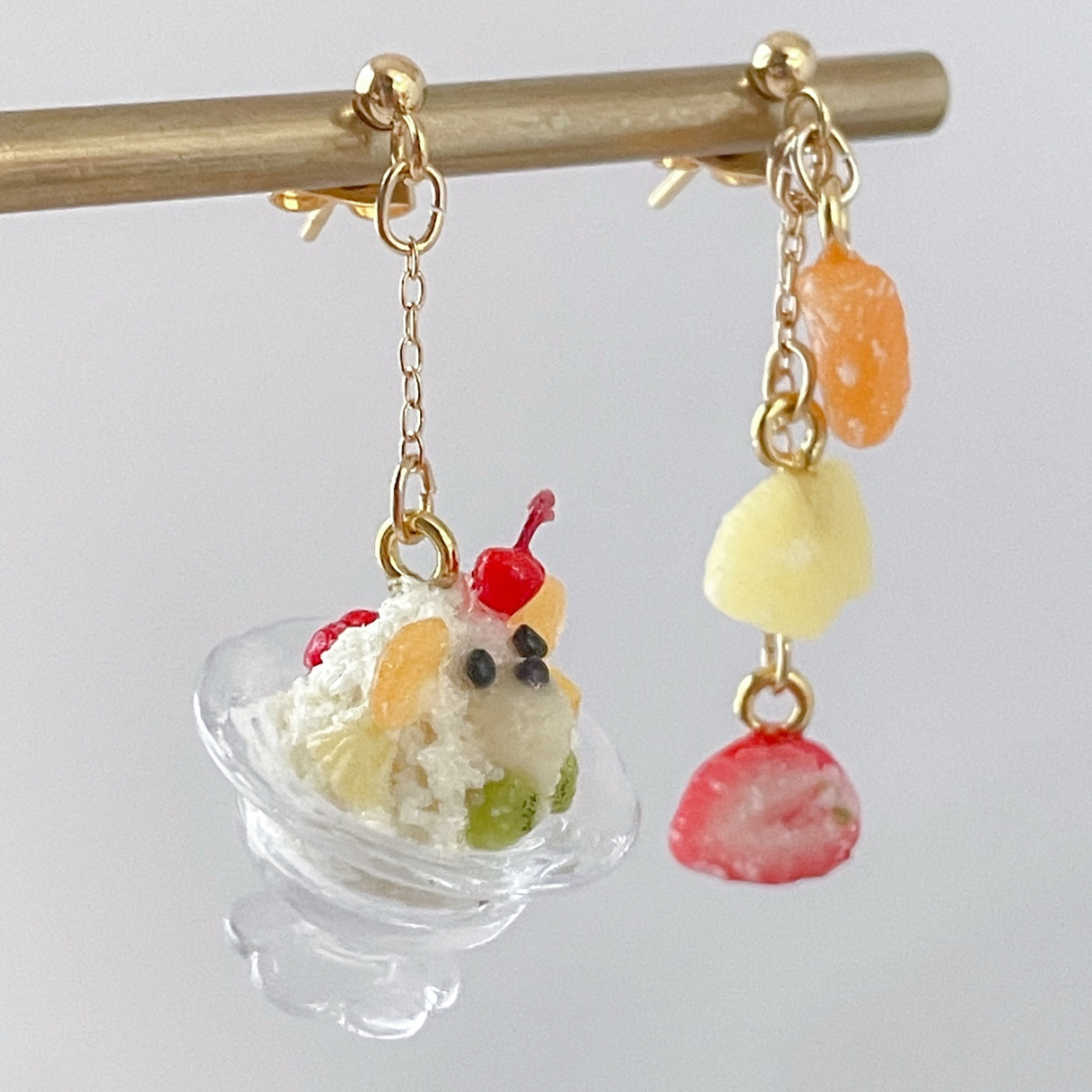 しろくまかき氷とフローズンフルーツのピアス/イヤリング ミニチュア