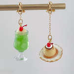 クリームソーダとプリンのピアス/イヤリング ミニチュア　喫茶店　レトロプリン　