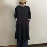 ★毎日の楽ちんワンピース　ハーフリネン　ブラック