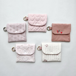 〖受注制作〗カラビナ付き ミニポーチ ⋈ ハート チェリー マーガレット 刺繍 ヌビ  𓂃𓈒𓏸  ピンク ギンガムチェック キーケース　リップ　イヤホン　GPS　ティッシュ 