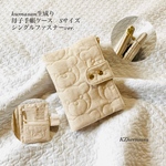 受注制作　kumasan 生成り 母子手帳ケースSサイズ シングルファスナーver.  母子手帳ケース くま
