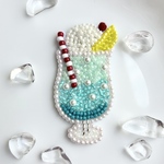 クリームソーダ　ビーズ刺繍 ブローチ/バッグチャーム/2way
