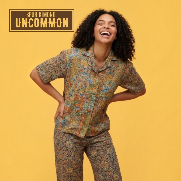 小紋着物リメイク半袖シャツ SPUR KIMONO UNCOMMON 総柄シャツ - SPUR 