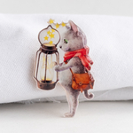 星灯りの猫のブローチ