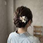 2種類選べる　繊細　シンプル　ドライフラワー　紫陽花　かすみ草　お花　お呼ばれ　結婚式　成人式　振袖　卒業式　袴　七五三　和装 洋装　ヘアアクセサリー　髪飾り　プラチナ　白　ゴールド　ウェディング　